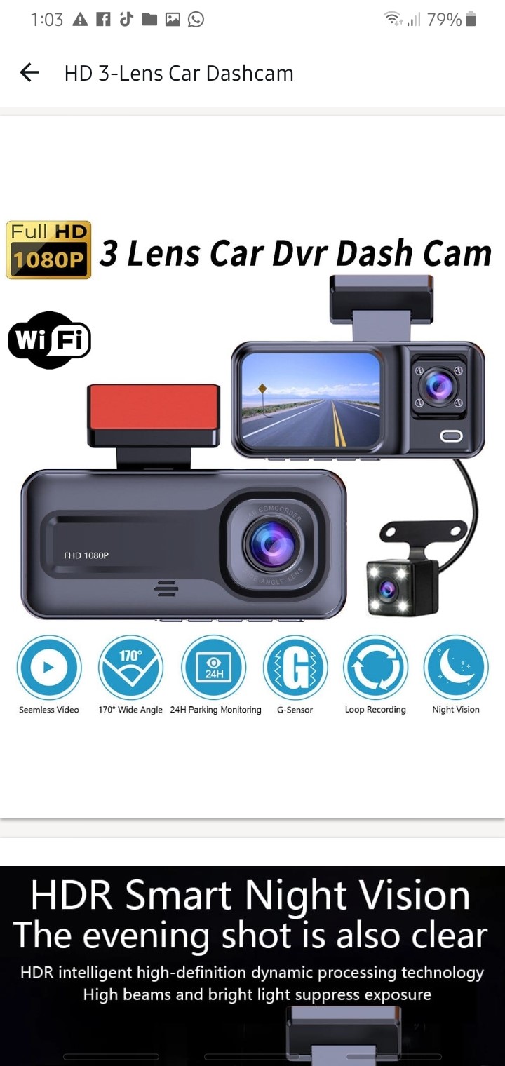 HD 3-Lens Car Dashcam