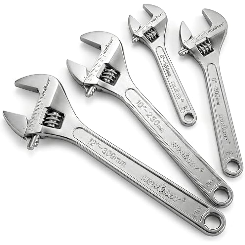 4 Piece Adjustable Wrench Set